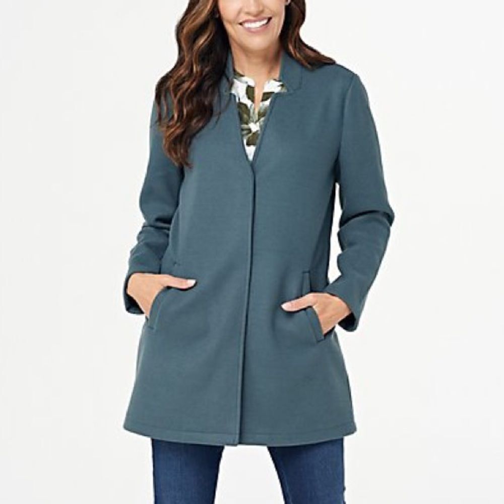 Denim & Co. Faux Wool Notch Collar Long-Sleeve Coatt